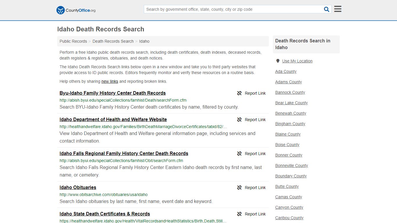 Death Records Search - Idaho (Death Certificates & Indexes)