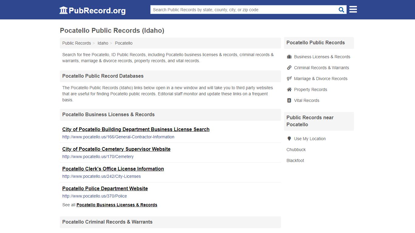 Free Pocatello Public Records (Idaho Public Records)